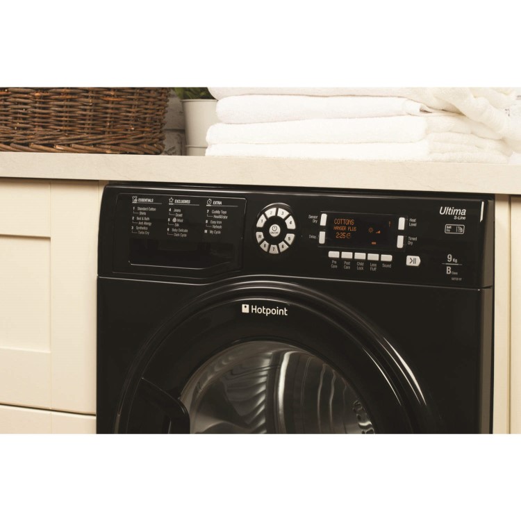GRADE A3 - Hotpoint SUTCD97B6KM Ultima S-Line 9kg Freestanding Condenser Tumble Dryer-Black