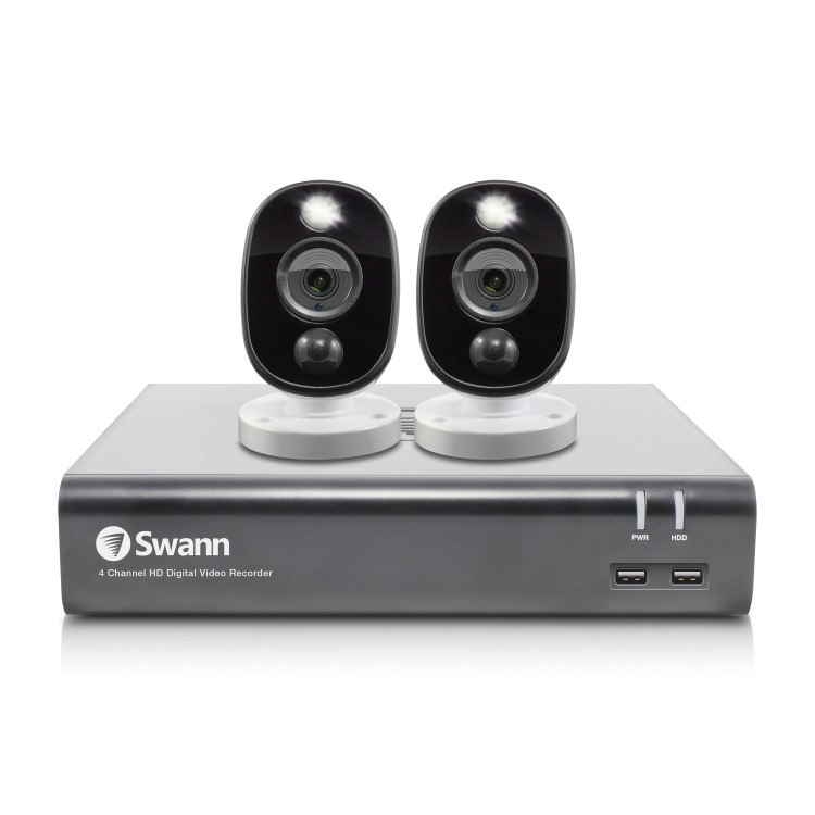 Swann CCTV System - 4 Channel Full 1080p HD DVR with 2 x 1080p HD Motion Sensing Cameras & 1TB HDD 