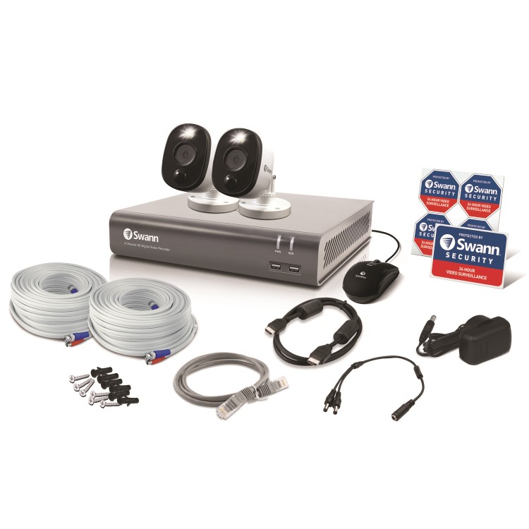 Swann CCTV System - 4 Channel Full 1080p HD DVR with 2 x 1080p HD Motion Sensing Cameras & 1TB HDD 