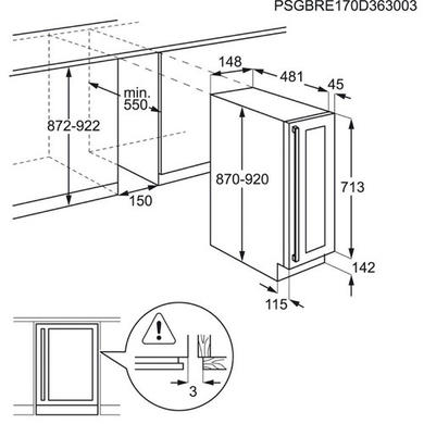 GRADE A2 - AEG SWE61501DG Built-in Under Counter 7 Bottle Wine Cellar For Optimal Wine Storage - Black Framed Glass Door