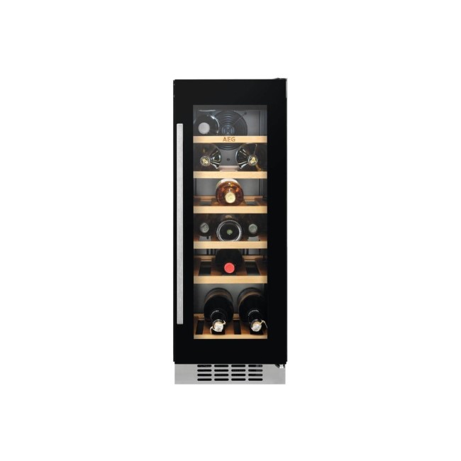 AEG 18 Bottle Single Zone Built in Wine Cooler - Black Framed Glass Door
