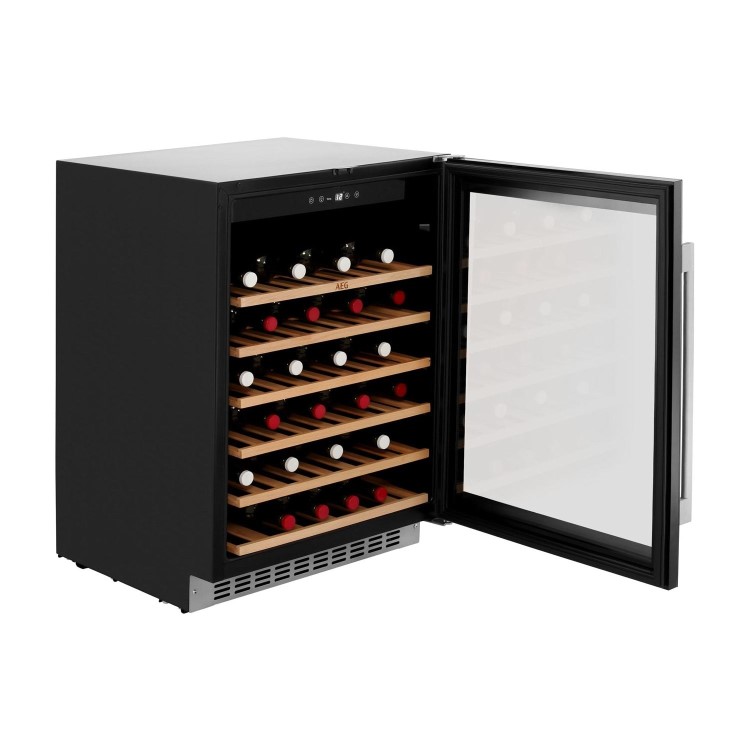 AEG SWE66001DG Built-in Under Counter 46 Bottle Wine Cellar For Optimal Wine Storage - Black Framed Glass Door