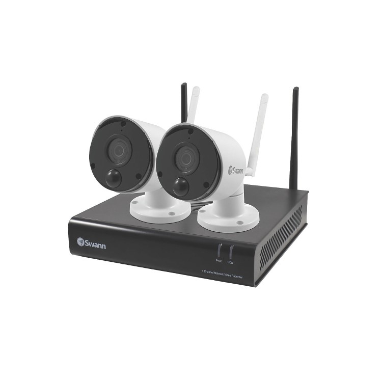 GRADE A2 - Swann Wireless CCTV System - 4 Channel 1080p NVR with 2 x 1080p WiFi Thermal Sensing Cameras & 16GB Micro SD Card 