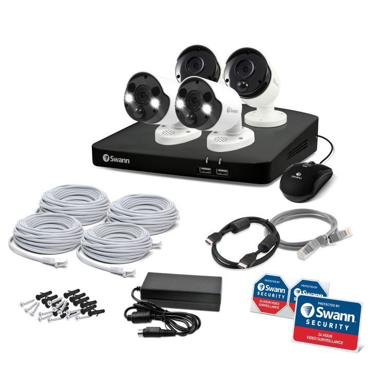 Refurbished Swann 4 Camera 4K Ultra HD Spotlight NVR CCTV System with 2TB HDD