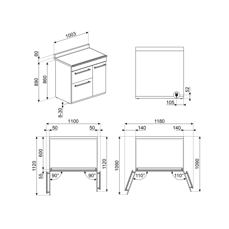 Smeg Symphony 100cm Electric Range Cooker - Stainless Steel