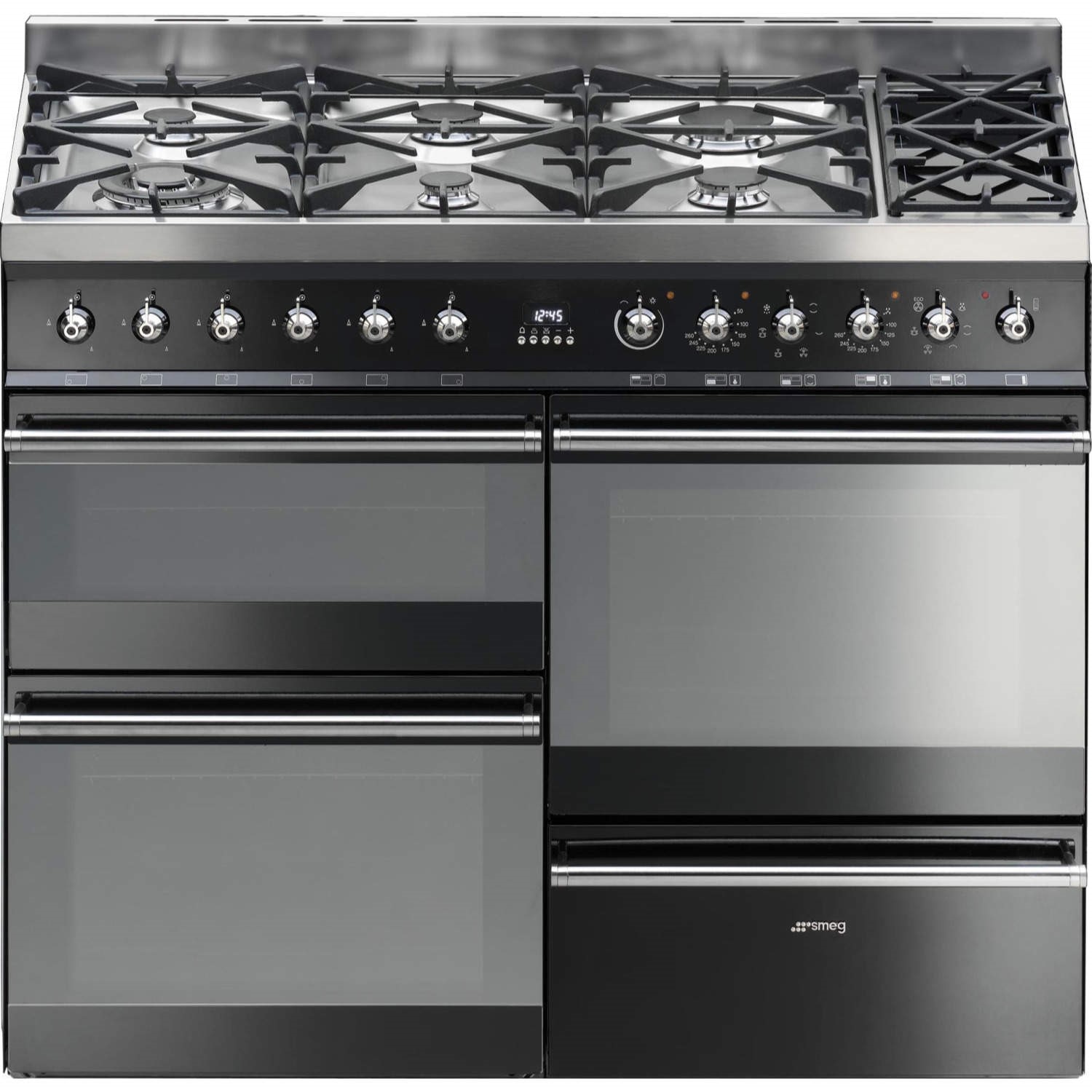 Smeg SY4110BL8 Symphony 110cm Dual Fuel Range Cooker Black Appliances