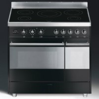 Smeg SY92IPBL8 Symphony Dual Cavity Pyro Induction 90cm Electric Range Cooker Black