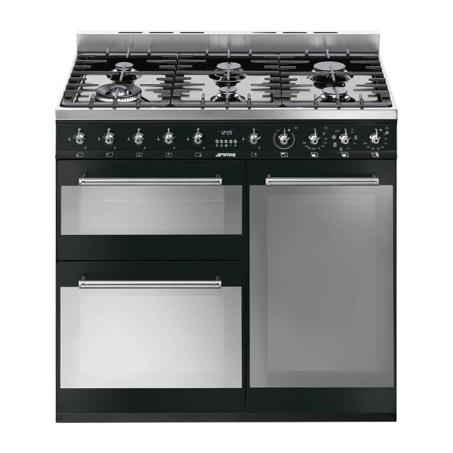 Smeg Symphony 90cm Dual Fuel Range Cooker Black SY93BL Appliances