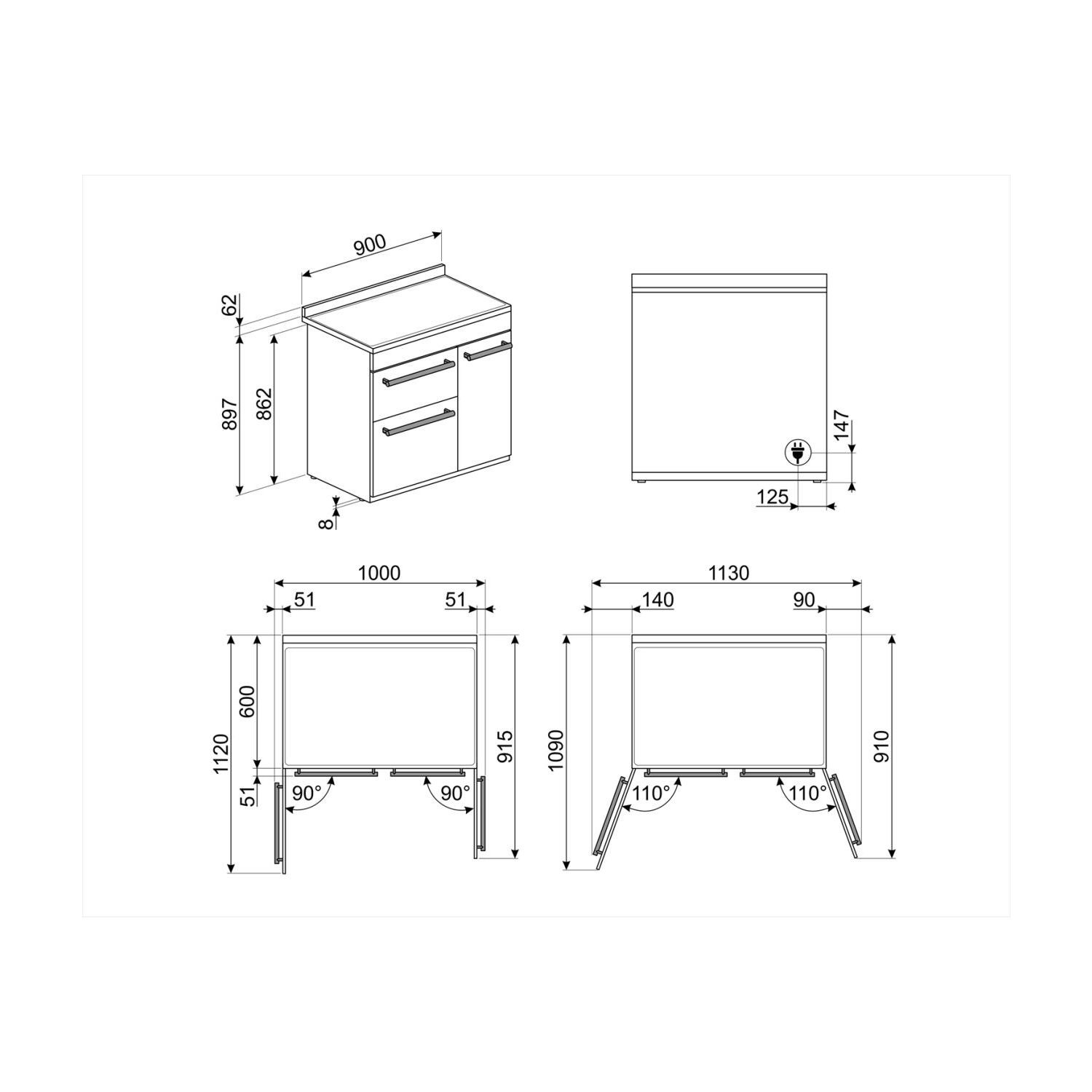 smeg sy93i 90cm symphony induction range cooker