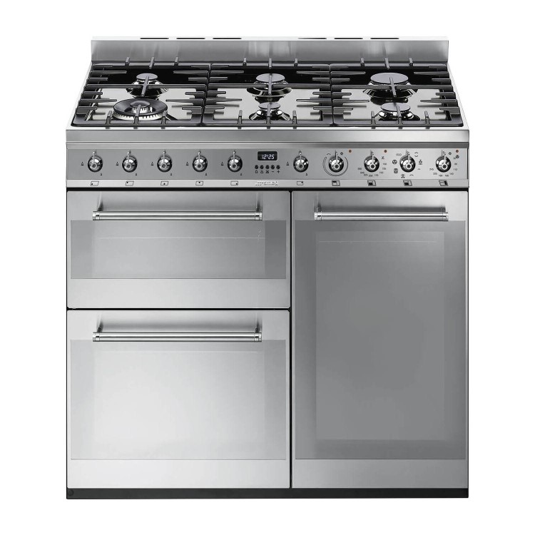 Smeg Symphony 90cm Dual Fuel Range Cooker - Stainless Steel