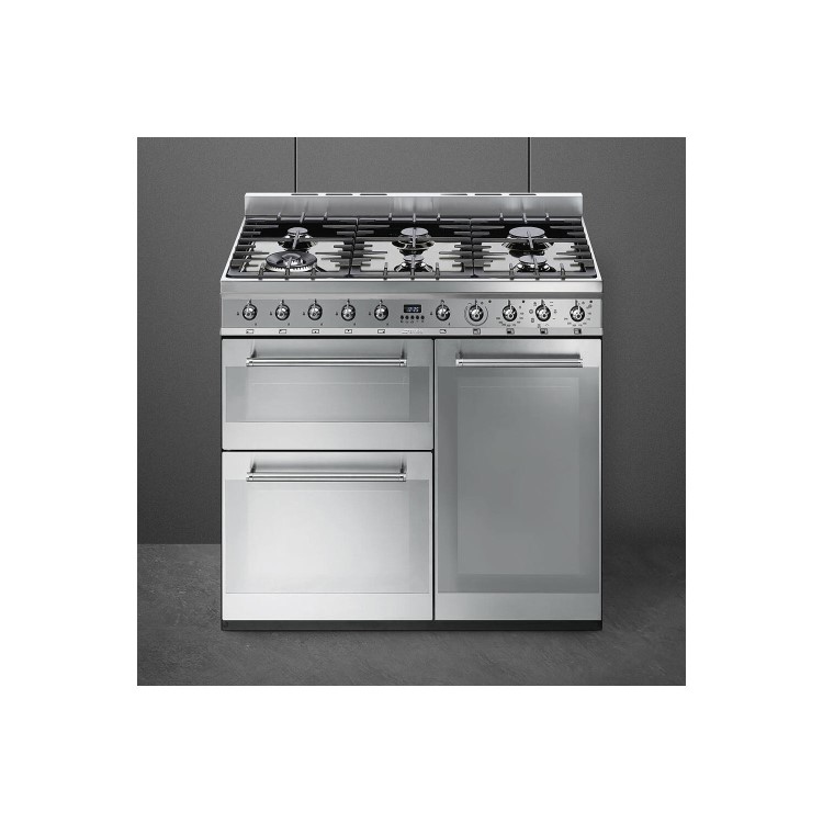 Smeg Symphony 90cm Dual Fuel Range Cooker - Stainless Steel