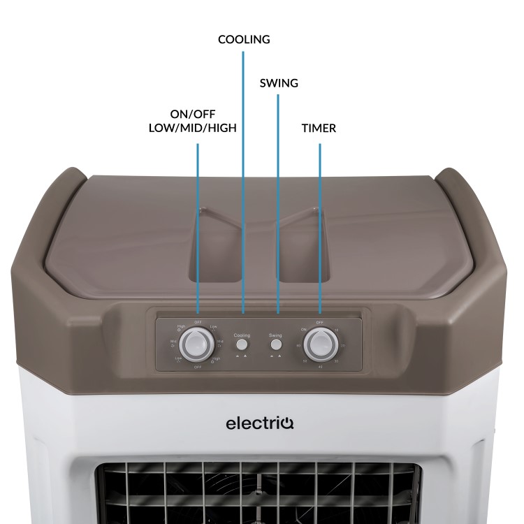 GRADE A1 - electriQ Storm80E 80L Evaporative Air Cooler for areas up to 90 sqm