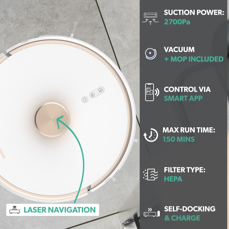 Refurbished Lenovo T1-S 2700Pa LDS Laser Navigation Robot Vacuum Cleaner