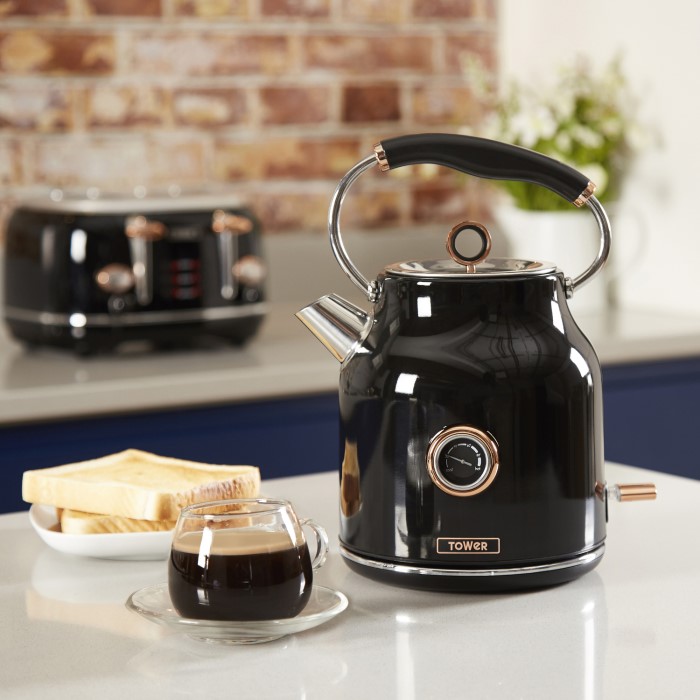 Tower T10020 1.7L Kettle Rose Gold & Black Appliances Direct