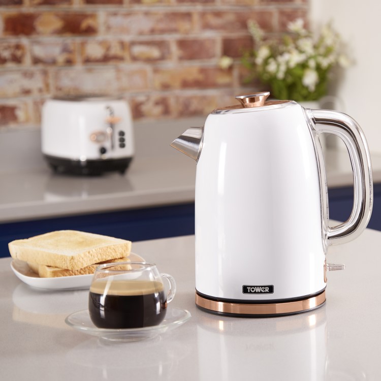 Tower T10023W 1.7L Jug Kettle - Rose Gold & White