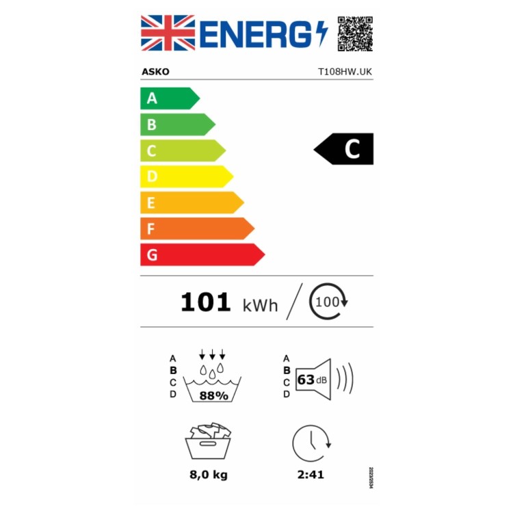 ASKO Butterfly Drying 8kg Heat Pump Tumble Dryer - White