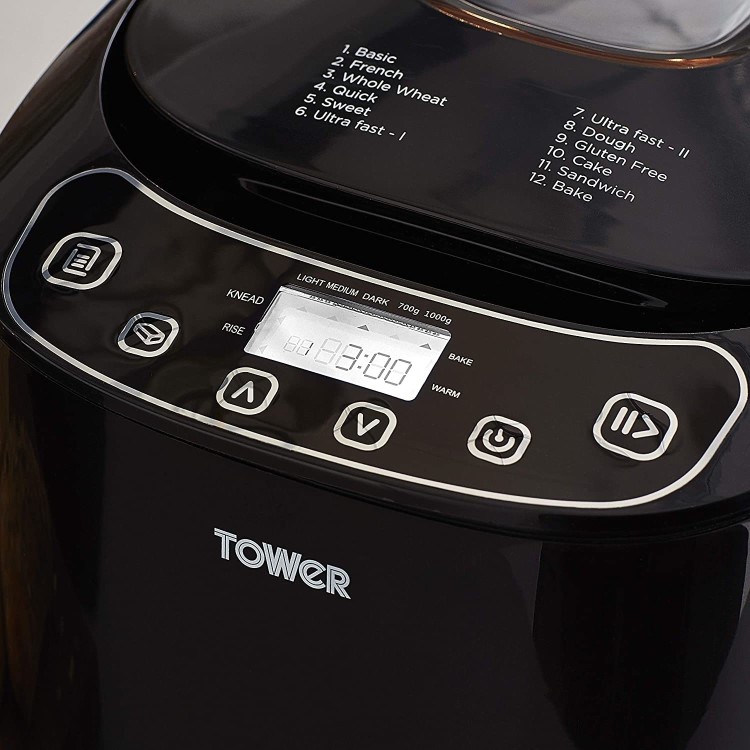 GRADE A1 - Tower T11003 2lb Breadmaker - Black