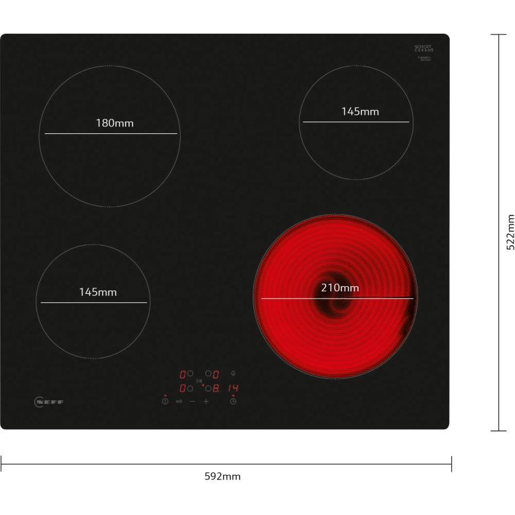 Refurbished Neff N50 T16NBE1L 60cm 4 Zone Ceramic Hob Black