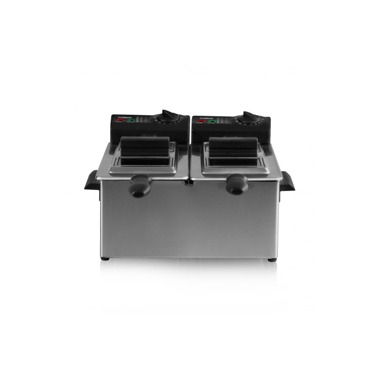 Tower T17007 3L Dual Deep Fat Fryer - Stainless Steel