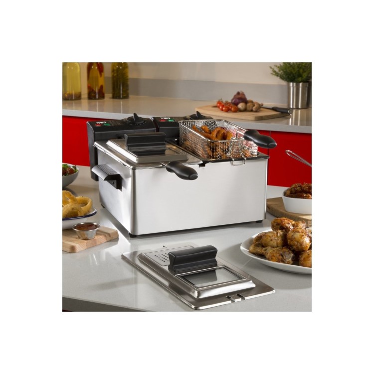 Tower T17007 3L Dual Deep Fat Fryer - Stainless Steel