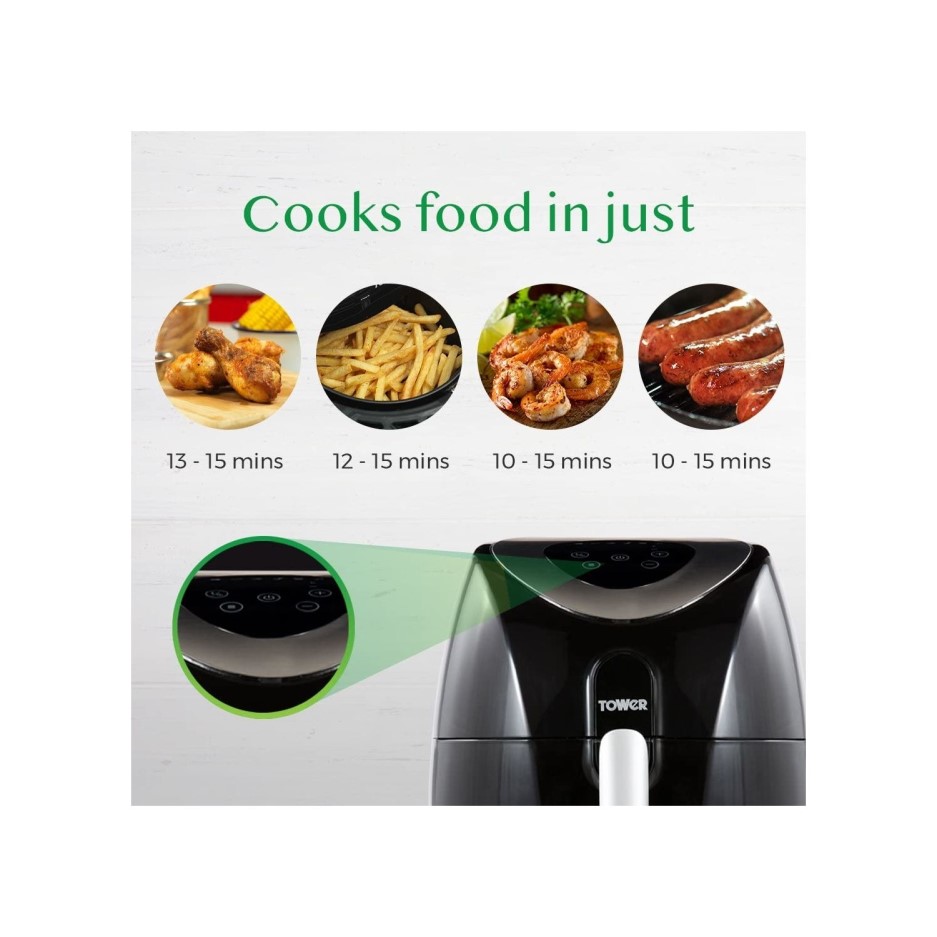 Tower T17024 4.3L Digital Air Fryer Black Appliances Direct