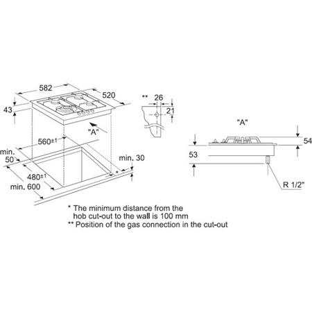 Neff T22S36S0 Series 1 60cm 4 Burner Gas Hob - Black