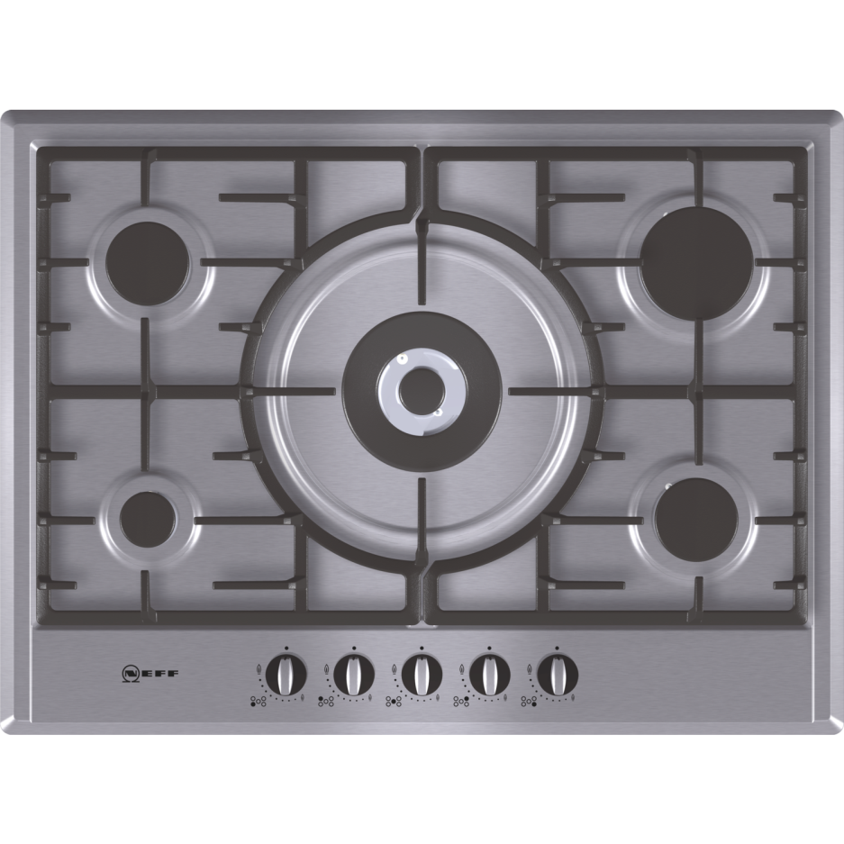 Neff T25S56N0GB N70 70cm Five Burner Gas Hob Stainless Steel