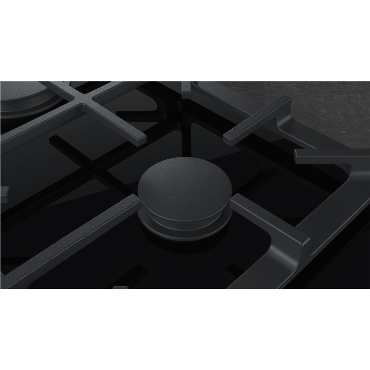 Neff T26TA49N0 61cm Four Zone Gas-on-glass Hob Black With Cast Iron Pan Stands