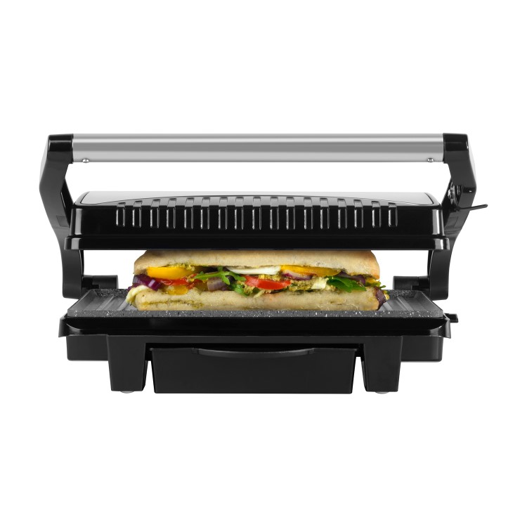 GRADE A1 - Tower T27009 Ceramic Health Grill & Griddle - Stainless Steel