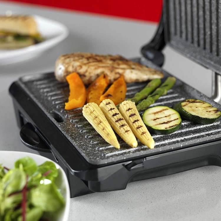 GRADE A1 - Tower T27009 Ceramic Health Grill & Griddle - Stainless Steel