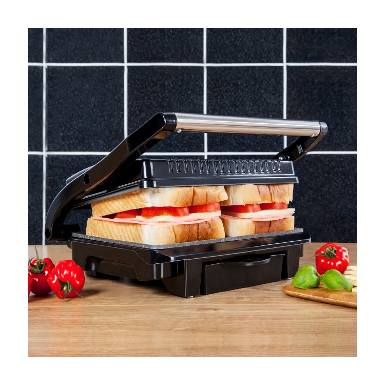 GRADE A1 - Tower T27009 Ceramic Health Grill & Griddle - Stainless Steel