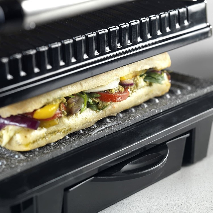 GRADE A1 - Tower T27009 Ceramic Health Grill & Griddle - Stainless Steel