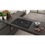 Neff T27CA59S0 75cm Five Zone Gas-on-glass Hob Black With Cast Iron Pan Stands
