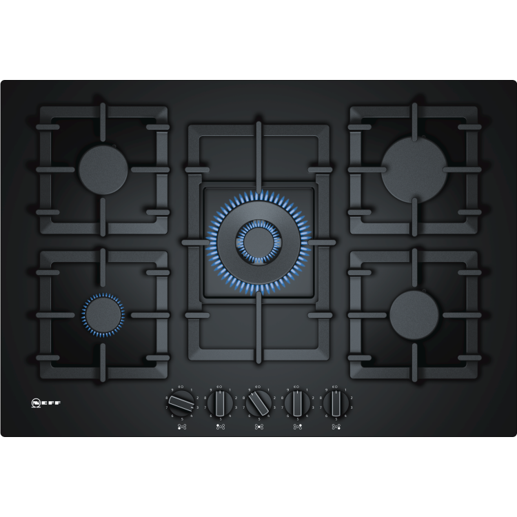 Neff N70 75cm Gas on Glass 5 Burner Gas Hob - Black