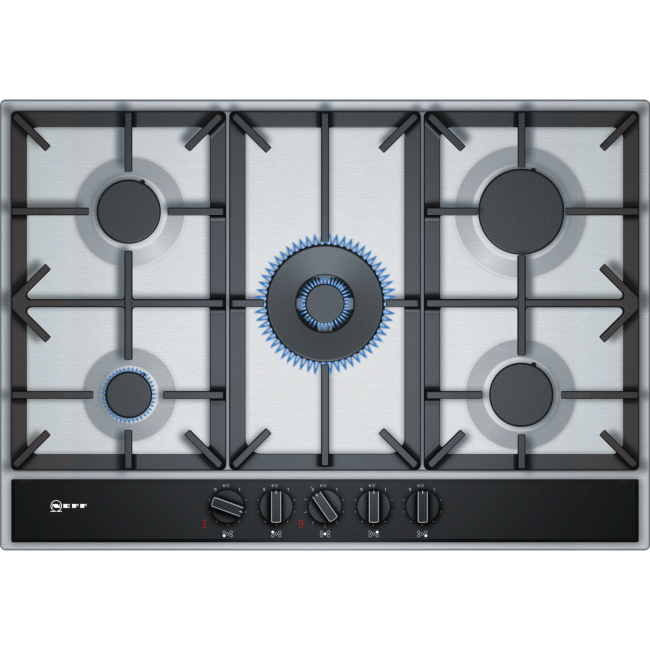 Refurbished Neff N70 T27DA69N0 75cm 5 Burner Gas Hob Stainless Steel With Cast Iron Pan Stands