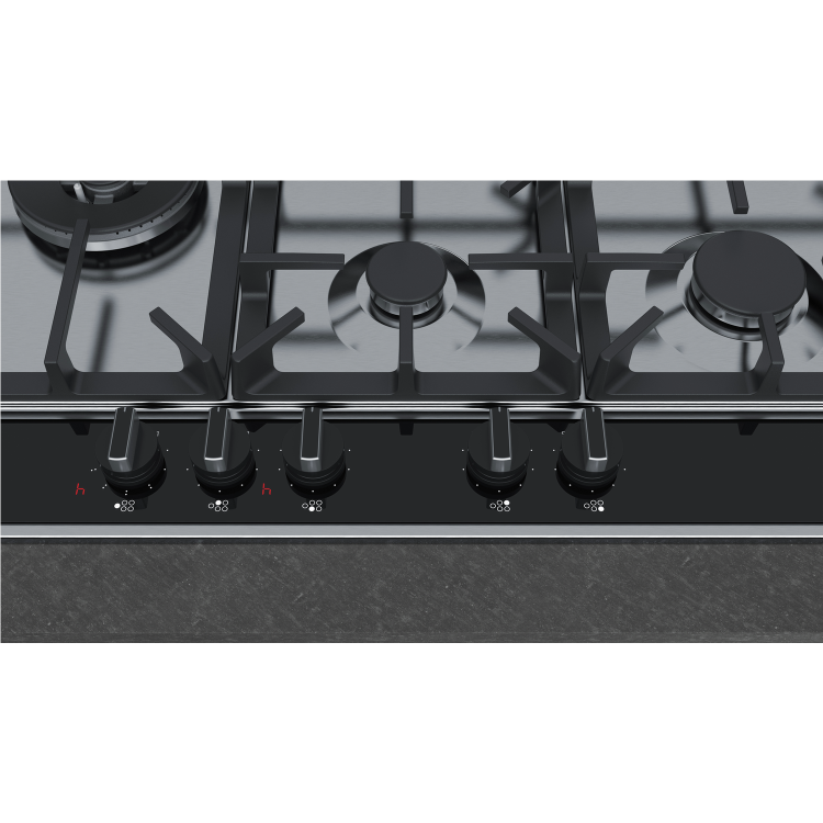Neff T27DA79N0 N70 75cm Five Burner Gas Hob Stainless Steel With Cast Iron Pan Stands