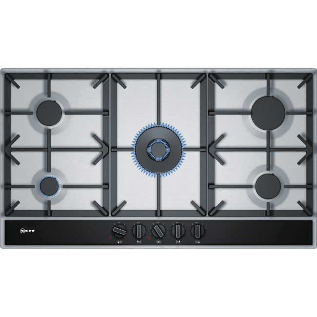 GRADE A3 - Neff T29DA69N0 N70 90cm Five Burner Gas Hob Stainless Steel With Cast Iron Pan Stands