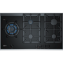 GRADE A1 - Neff T29TA79N0 90cm Five Burner Gas-on-glass Hob Black With Cast Iron Pan Stands