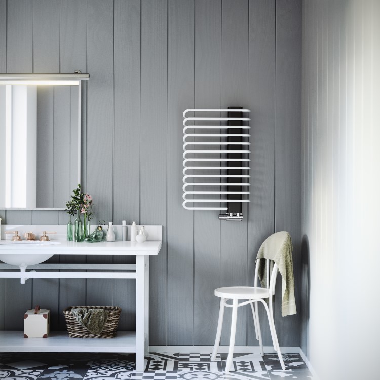 Heban and Soft White Vertical Bathroom Towel Radiator 780 x 500mm