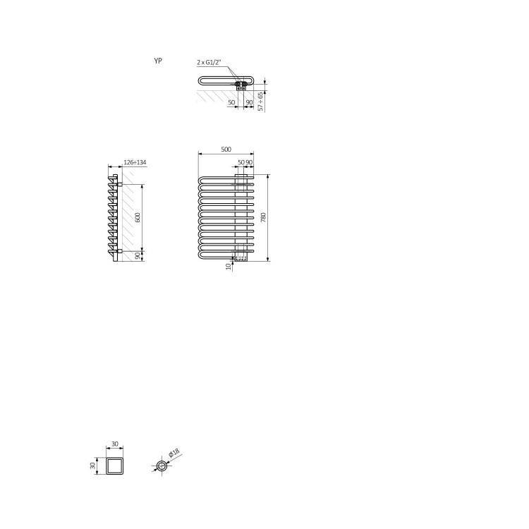 Heban and Soft White Vertical Bathroom Towel Radiator 780 x 500mm