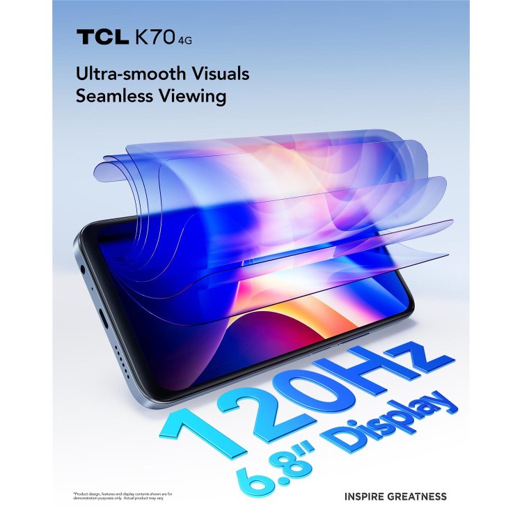 TCL K70 4G Stardust Blue 6.8" 128GB 4G Unlocked & SIM Free Smartphone