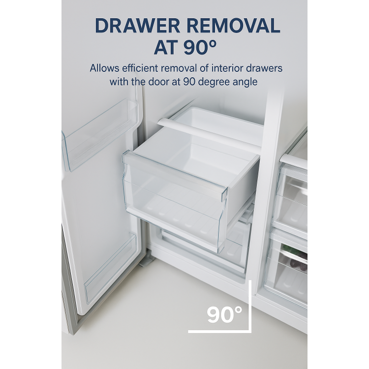 Tesla 529 Litres French Style American Fridge Freezer - Inox