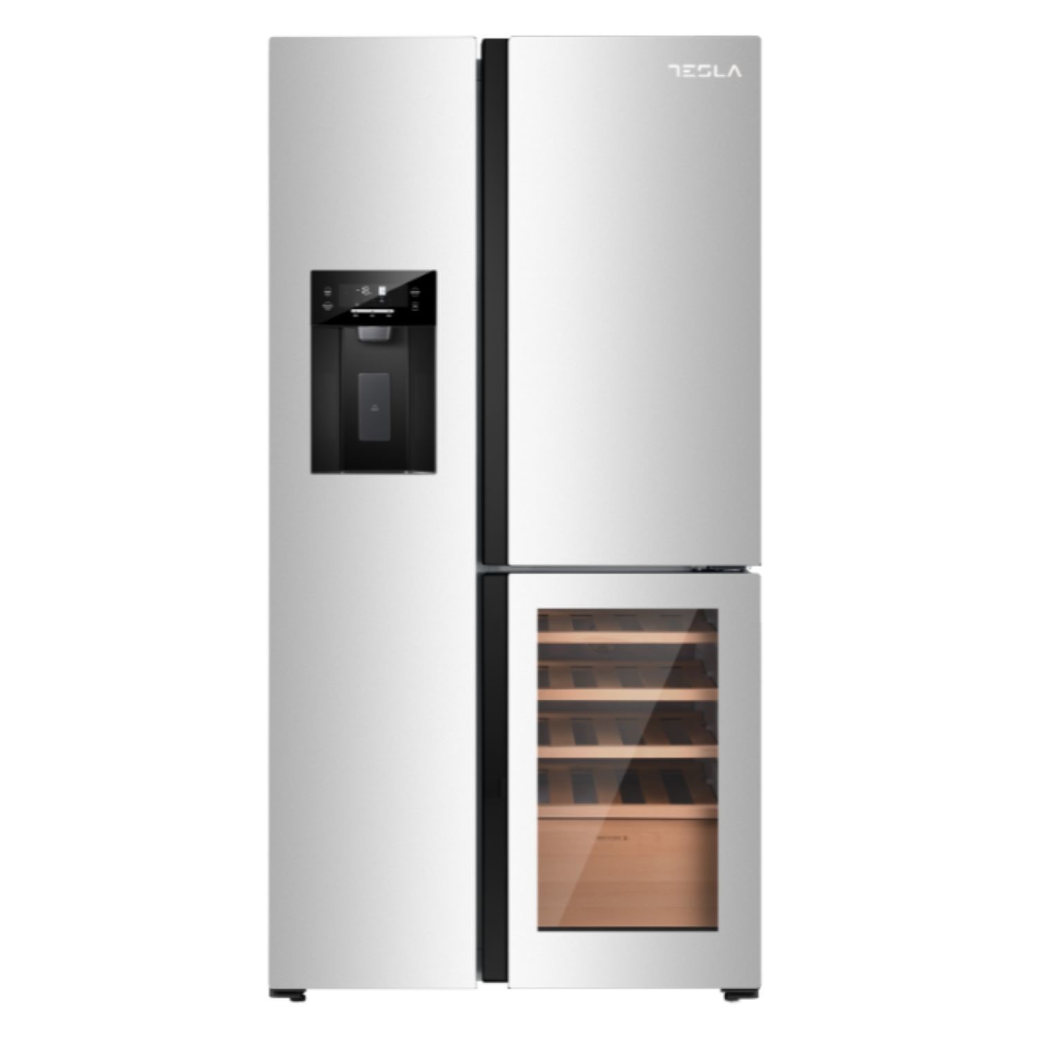 Tesla Inox 529 Litres French Style American Fridge Freezer