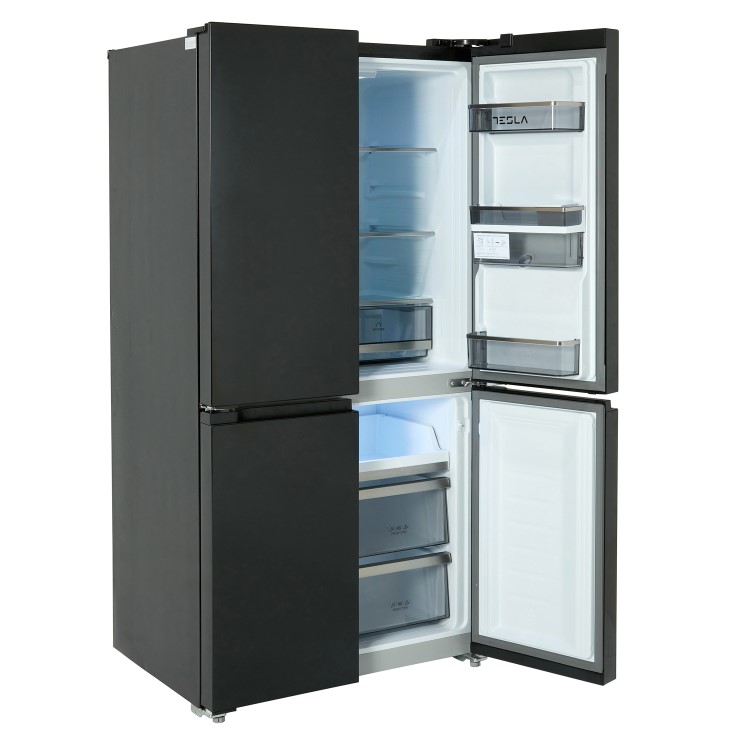 Tesla 563 Litres Four Door American Fridge Freezer - Black