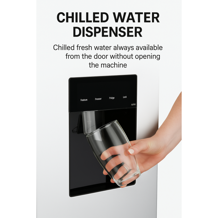 Tesla 563 Litres Four Door American Fridge Freezer - Inox