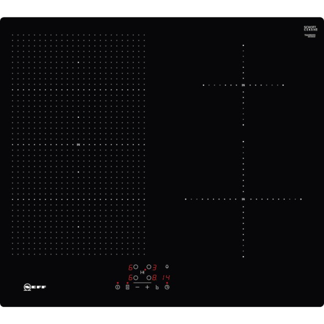 Neff T56UB50X0 59cm Induction Hob With FlexInduction Zone - Frameless With Facetted Edges