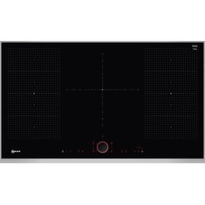 Neff T59TS51N0 91.8cm Induction Hob With 2 FlexInduction Zones And TwistPad Fire Control - Black Glass With Stainless Steel Frame