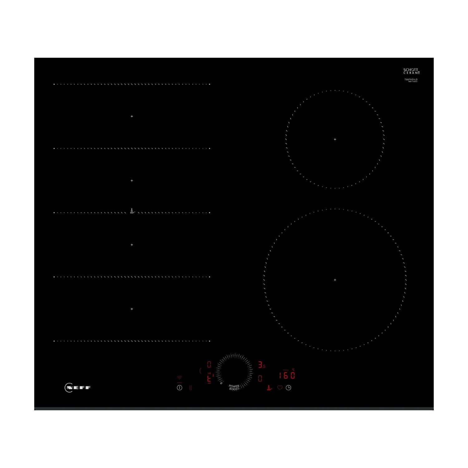 Neff T66FHE4L0 N70 Series 60cm 4 Zone Induction Hob with FlexInduction - Black