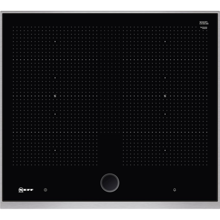 Neff T66TS61N0 59cm TwistPad Fire Control Four Zone Induction Hob With 2 FlexInduction Zones Black With Stainless Steel Frame