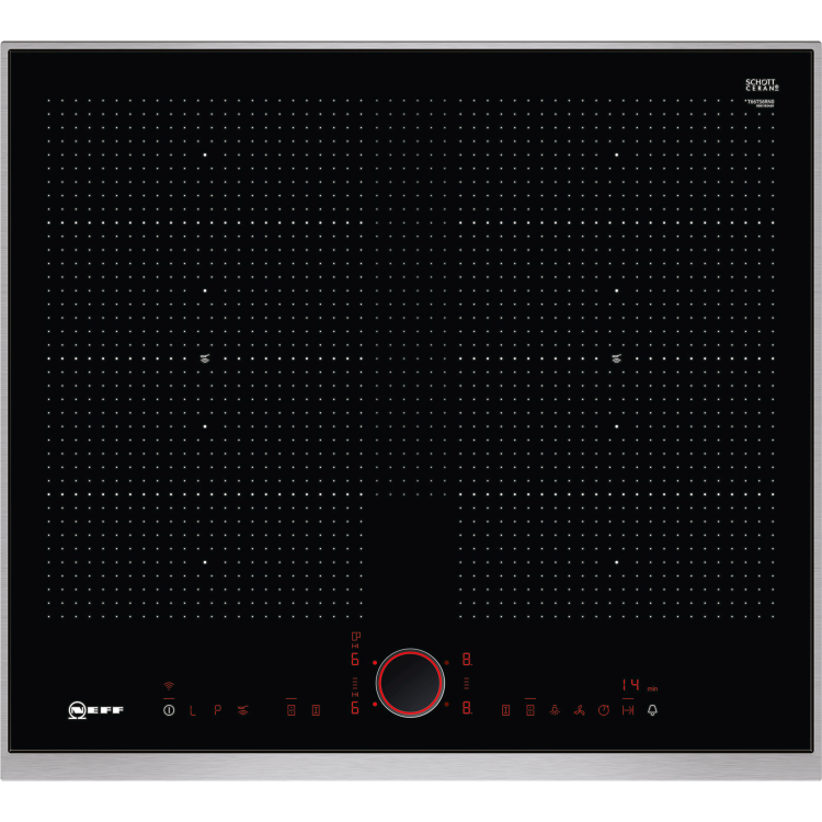 Neff T66TS6RN0 TwistPad Fire Control 56cm Induction Hob With FlexInduction Zones - Black With Stainless Steel Frame